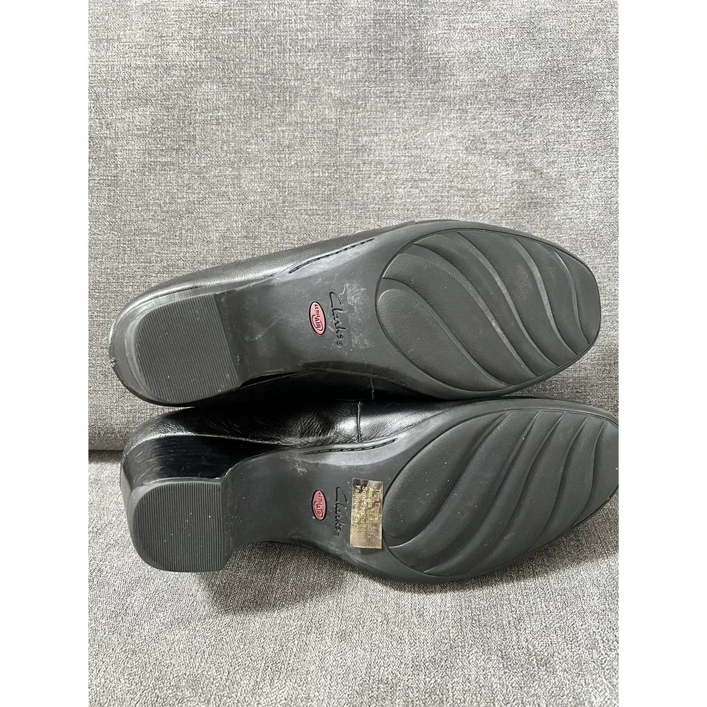 Clarks Sugar‎ Spice Pumps Womens Size 10M Black Leather Shooties 2